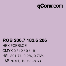 カラーコード: RGB 206.7 182.6 206 | qconv.com