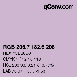 カラーコード: RGB 206.7 182.6 208 | qconv.com