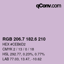 カラーコード: RGB 206.7 182.6 210 | qconv.com