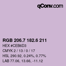 カラーコード: RGB 206.7 182.6 211 | qconv.com