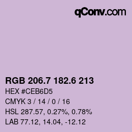 カラーコード: RGB 206.7 182.6 213 | qconv.com