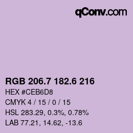 カラーコード: RGB 206.7 182.6 216 | qconv.com
