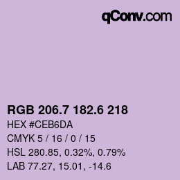 カラーコード: RGB 206.7 182.6 218 | qconv.com