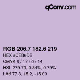 カラーコード: RGB 206.7 182.6 219 | qconv.com