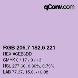 カラーコード: RGB 206.7 182.6 221 | qconv.com