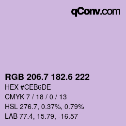 カラーコード: RGB 206.7 182.6 222 | qconv.com
