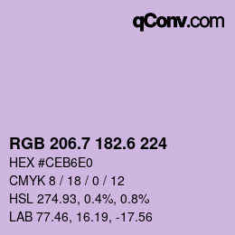 カラーコード: RGB 206.7 182.6 224 | qconv.com