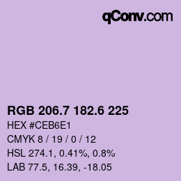 カラーコード: RGB 206.7 182.6 225 | qconv.com