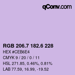 カラーコード: RGB 206.7 182.6 228 | qconv.com