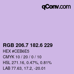 カラーコード: RGB 206.7 182.6 229 | qconv.com