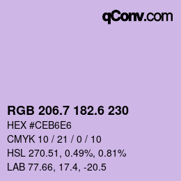 カラーコード: RGB 206.7 182.6 230 | qconv.com