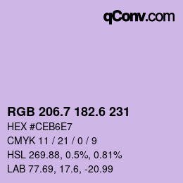 カラーコード: RGB 206.7 182.6 231 | qconv.com