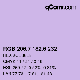 カラーコード: RGB 206.7 182.6 232 | qconv.com