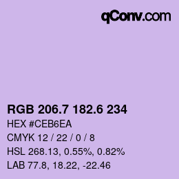 カラーコード: RGB 206.7 182.6 234 | qconv.com
