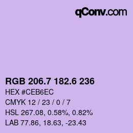 カラーコード: RGB 206.7 182.6 236 | qconv.com