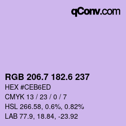 カラーコード: RGB 206.7 182.6 237 | qconv.com