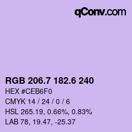 カラーコード: RGB 206.7 182.6 240 | qconv.com