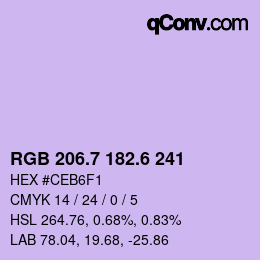 カラーコード: RGB 206.7 182.6 241 | qconv.com
