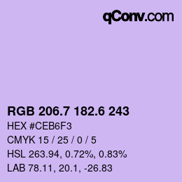 カラーコード: RGB 206.7 182.6 243 | qconv.com