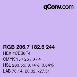 カラーコード: RGB 206.7 182.6 244 | qconv.com