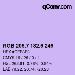 カラーコード: RGB 206.7 182.6 246 | qconv.com