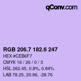 カラーコード: RGB 206.7 182.6 247 | qconv.com