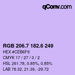 カラーコード: RGB 206.7 182.6 249 | qconv.com