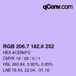 カラーコード: RGB 206.7 182.6 252 | qconv.com