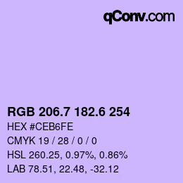 カラーコード: RGB 206.7 182.6 254 | qconv.com