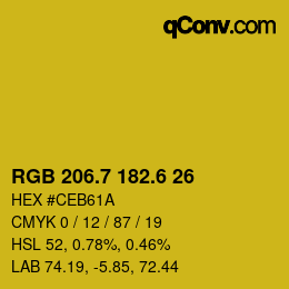カラーコード: RGB 206.7 182.6 26 | qconv.com