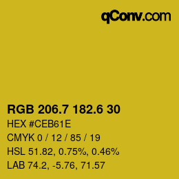 カラーコード: RGB 206.7 182.6 30 | qconv.com
