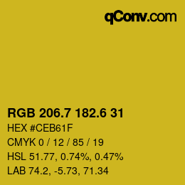 カラーコード: RGB 206.7 182.6 31 | qconv.com