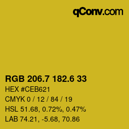 カラーコード: RGB 206.7 182.6 33 | qconv.com