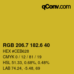 カラーコード: RGB 206.7 182.6 40 | qconv.com