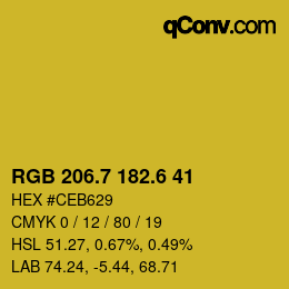 カラーコード: RGB 206.7 182.6 41 | qconv.com