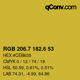 カラーコード: RGB 206.7 182.6 53 | qconv.com
