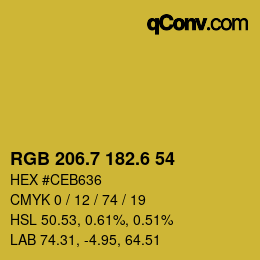 カラーコード: RGB 206.7 182.6 54 | qconv.com