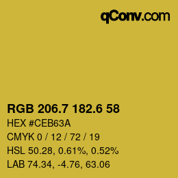 カラーコード: RGB 206.7 182.6 58 | qconv.com