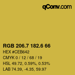 カラーコード: RGB 206.7 182.6 66 | qconv.com