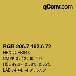 カラーコード: RGB 206.7 182.6 72 | qconv.com