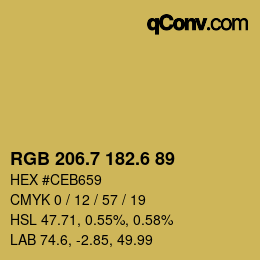 カラーコード: RGB 206.7 182.6 89 | qconv.com