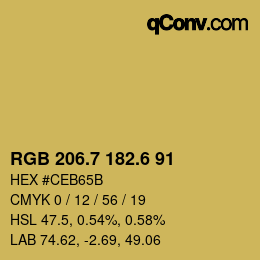 カラーコード: RGB 206.7 182.6 91 | qconv.com