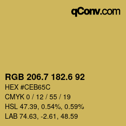 カラーコード: RGB 206.7 182.6 92 | qconv.com