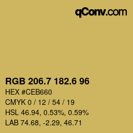カラーコード: RGB 206.7 182.6 96 | qconv.com