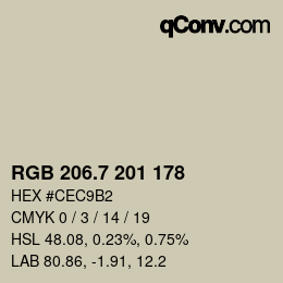 カラーコード: RGB 206.7 201 178 | qconv.com