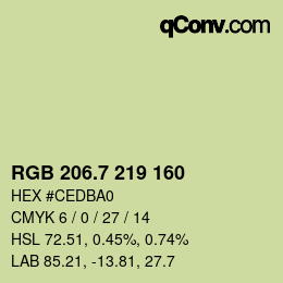 カラーコード: RGB 206.7 219 160 | qconv.com