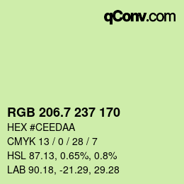 カラーコード: RGB 206.7 237 170 | qconv.com