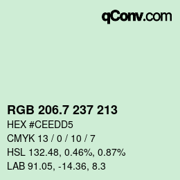 カラーコード: RGB 206.7 237 213 | qconv.com