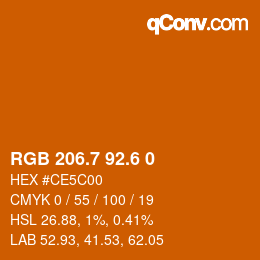 カラーコード: RGB 206.7 92.6 0 | qconv.com
