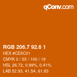 カラーコード: RGB 206.7 92.6 1 | qconv.com